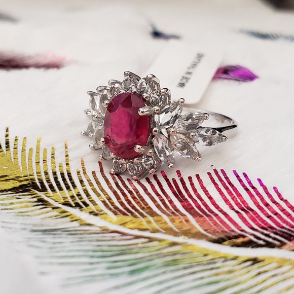 Ruby White Topaz Sterling Silver Ring SZ 8 TGW - Picture 5 of 14